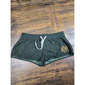 Y2K Ocean Pacific OP Green Angel Graphic Board Shorts Womens Drawstring Surf